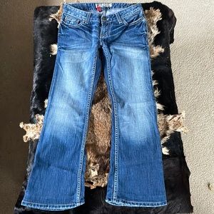 BKE Stella Stretch Jeans Size 25x31 1/2 faux silver, gold & diamonds on pockets